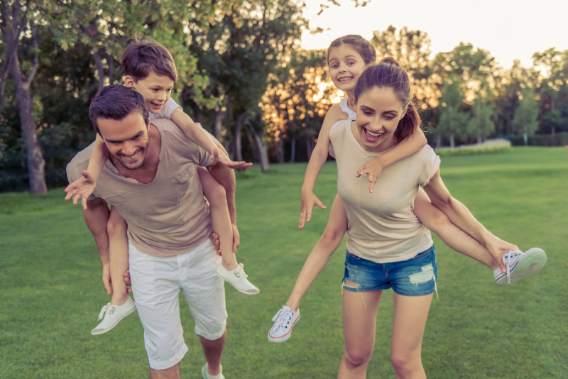 Family having fun in the park