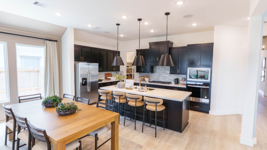 a new home builders in Richmond TX kitchen in a model home
